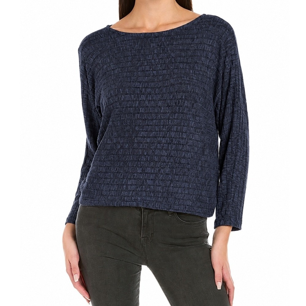 Calme Johnny Was Women's Dolman Sleeve Top Navy Large
